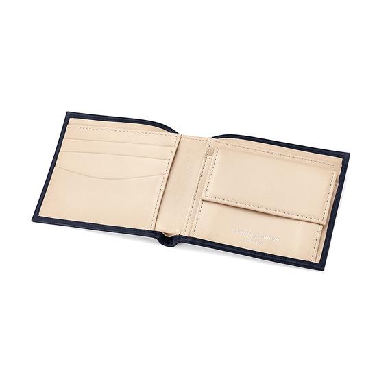 Billfold Coin Wallet in Smooth Navy & Cream Suede from Aspinal of London