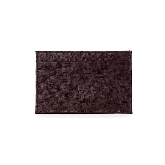 Slim Credit Card Case in Chocolate Brown Saffiano from Aspinal of London