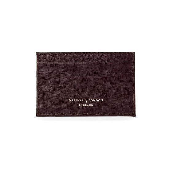 Slim Credit Card Case in Chocolate Brown Saffiano from Aspinal of London