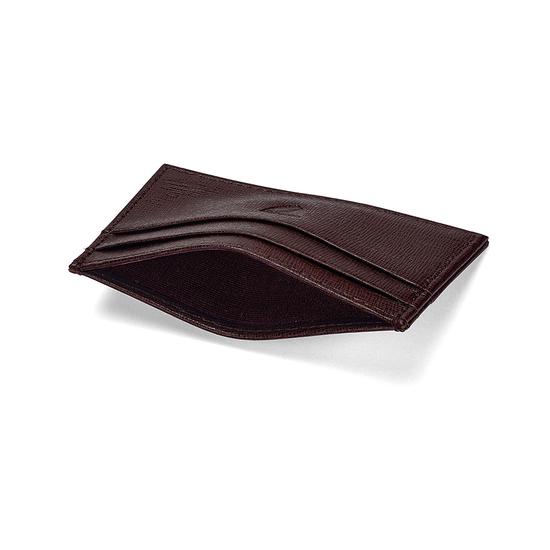 Slim Credit Card Case in Chocolate Brown Saffiano from Aspinal of London