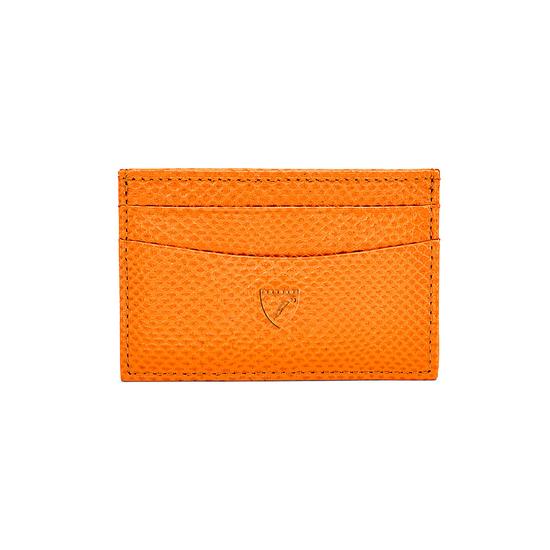Slim Credit Card Case in Orange Lizard & Cream Suede from Aspinal of London