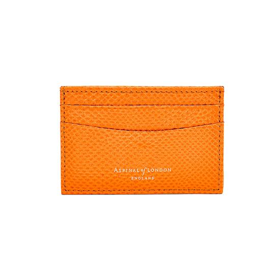 Slim Credit Card Case in Orange Lizard & Cream Suede from Aspinal of London