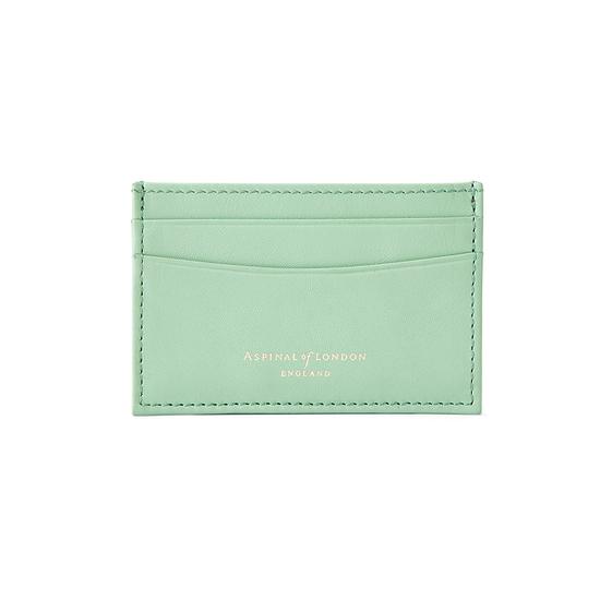 Slim Credit Card Case in Smooth Peppermint & Mint Suede from Aspinal of London