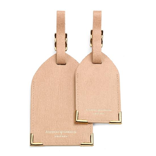 Set of 2 Luggage Tags in Deer Saffiano from Aspinal of London