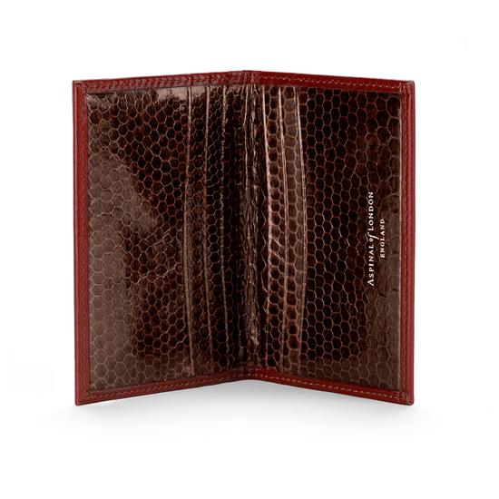 Double Credit Card Case in Cognac with Brown Snake from Aspinal of London