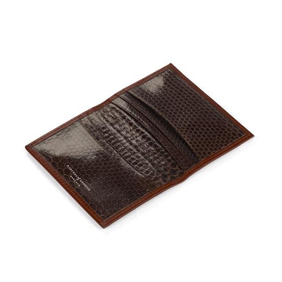 Double Credit Card Case in Cognac with Brown Snake from Aspinal of London