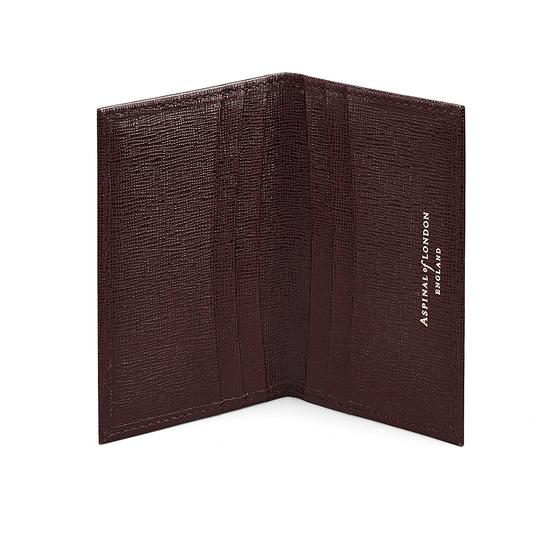 Double Fold Credit Card Case in Chocolate Brown Saffiano from Aspinal of London