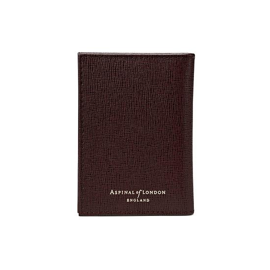 Double Fold Credit Card Case in Chocolate Brown Saffiano from Aspinal of London