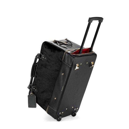 Portofino Rolling Travel Bag in Black Calfskin & Black Haircalf from Aspinal of London