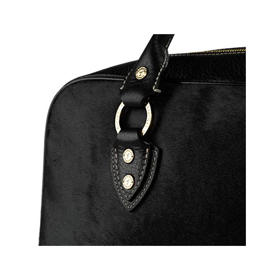 Portofino Rolling Travel Bag in Black Calfskin & Black Haircalf from Aspinal of London