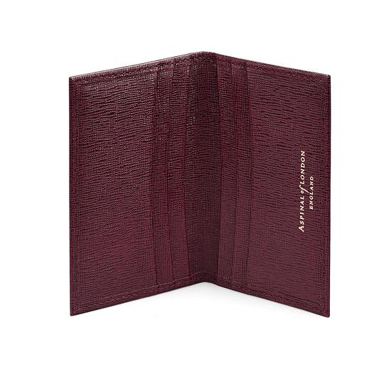 Double Fold Credit Card Case in Burgundy Saffiano from Aspinal of London