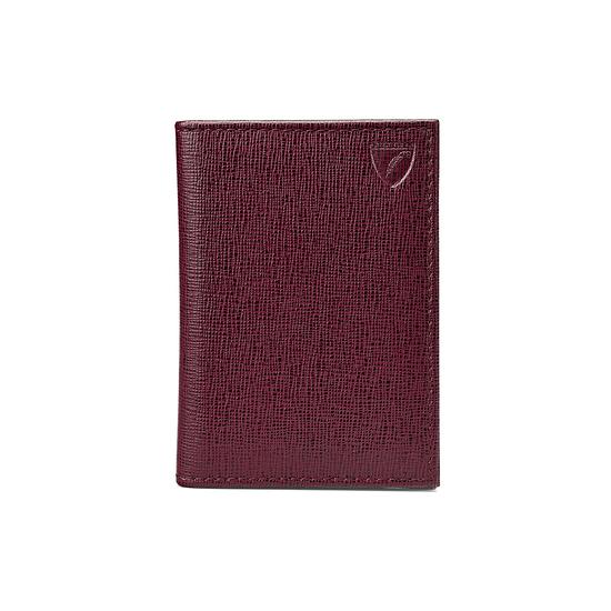 Double Fold Credit Card Case in Burgundy Saffiano from Aspinal of London