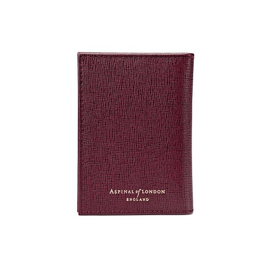 Double Fold Credit Card Case in Burgundy Saffiano from Aspinal of London