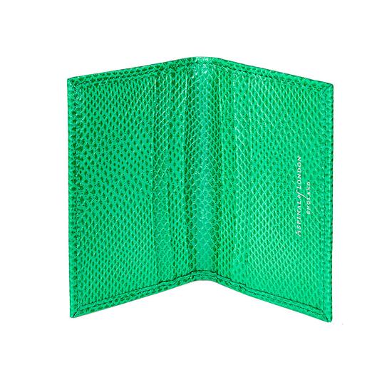 Double Fold Credit Card Case in Grass Green Lizard from Aspinal of London
