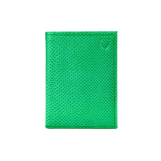 Double Fold Credit Card Case in Grass Green Lizard from Aspinal of London