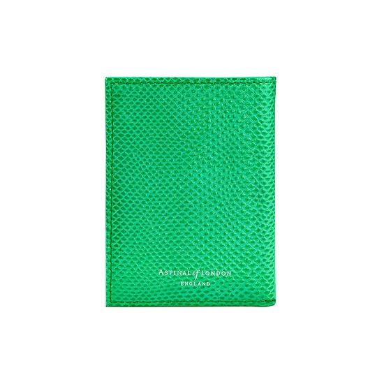 Double Fold Credit Card Case in Grass Green Lizard from Aspinal of London