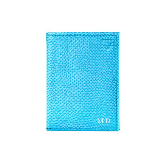 Double Fold Credit Card Case in Grass Green Lizard from Aspinal of London