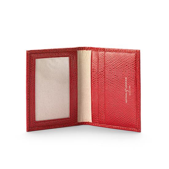 ID & Travel Card Case in Berry Lizard & Cream Suede from Aspinal of London