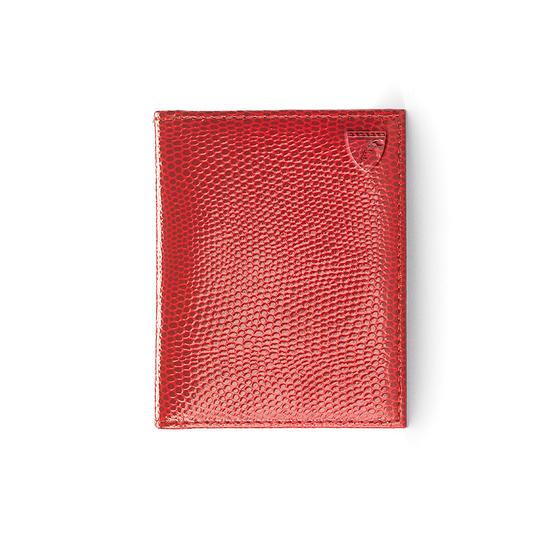 ID & Travel Card Case in Berry Lizard & Cream Suede from Aspinal of London