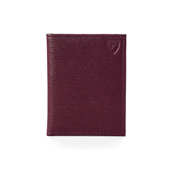 ID & Travel Card Case in Burgundy Saffiano & Black Suede from Aspinal of London
