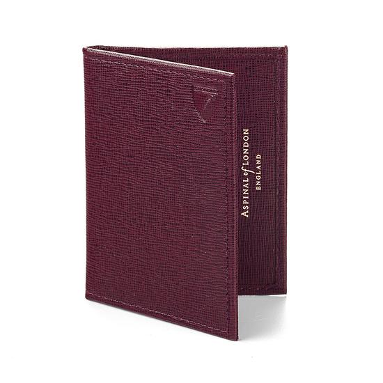 ID & Travel Card Case in Burgundy Saffiano & Black Suede from Aspinal of London