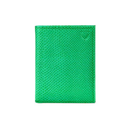 ID & Travel Card Case in Grass Green Lizard & Cream Suede from Aspinal of London