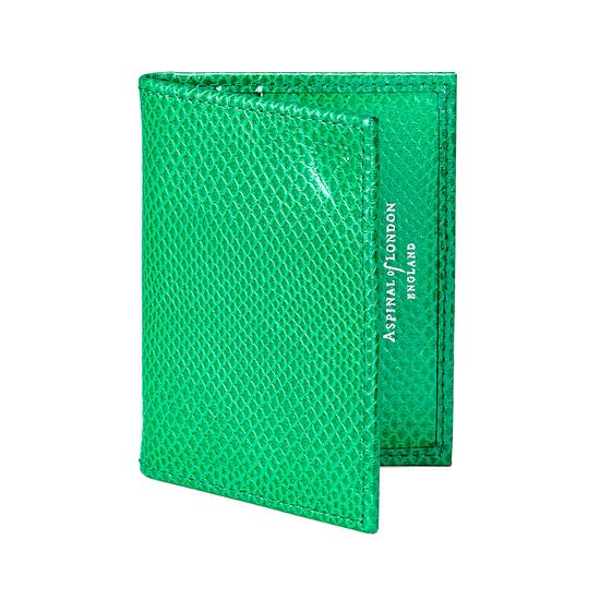 ID & Travel Card Case in Grass Green Lizard & Cream Suede from Aspinal of London