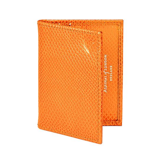 ID & Travel Card Case in Orange Lizard & Cream Suede from Aspinal of London