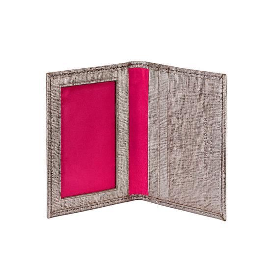 ID & Travel Card Case in Gunmetal Saffiano & Deep Fuchsia Suede from Aspinal of London