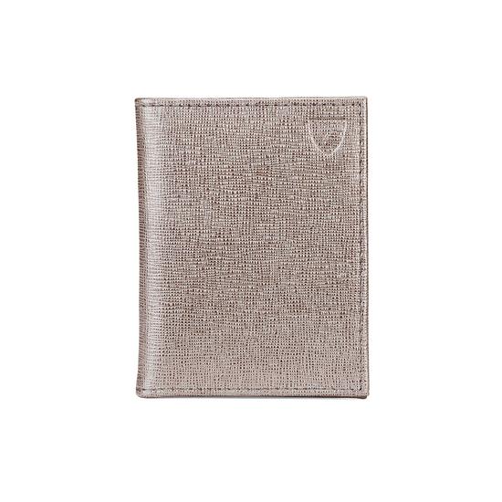 ID & Travel Card Case in Gunmetal Saffiano & Deep Fuchsia Suede from Aspinal of London