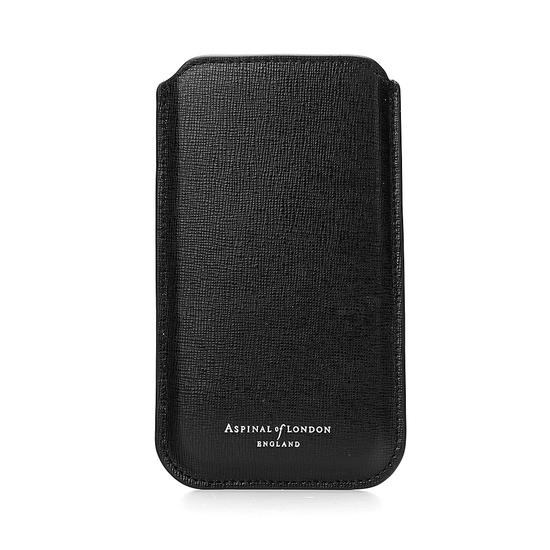 iPhone 6 / 7 Leather Sleeve in Black Saffiano & Black Suede from Aspinal of London
