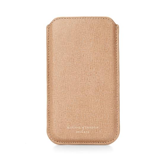 iPhone 6 / 7 Leather Sleeve in Deer Saffiano & Stone Suede from Aspinal of London
