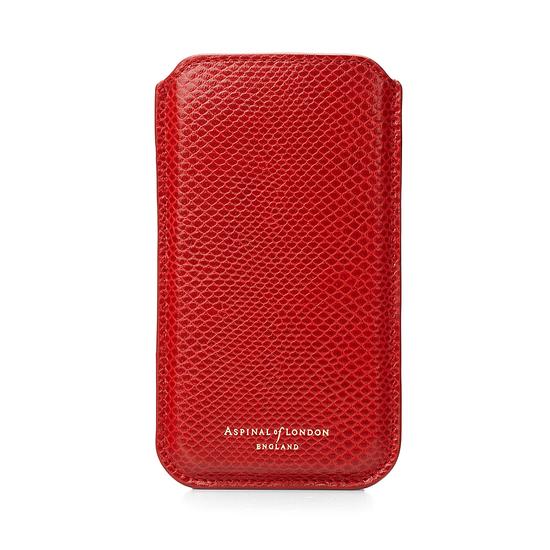 iPhone 6 / 7 Leather Sleeve in Berry Lizard & Cream Suede from Aspinal of London