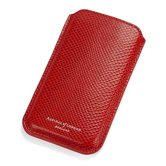 iPhone 6 / 7 Leather Sleeve in Berry Lizard & Cream Suede from Aspinal of London
