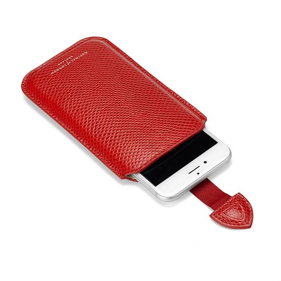 iPhone 6 / 7 Leather Sleeve in Berry Lizard & Cream Suede from Aspinal of London