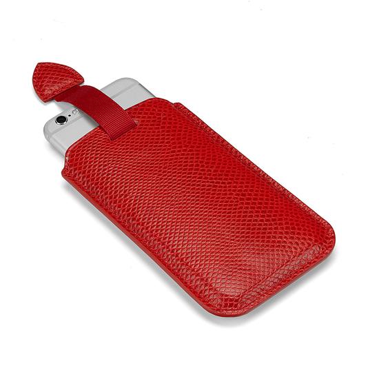 iPhone 6 / 7 Leather Sleeve in Berry Lizard & Cream Suede from Aspinal of London