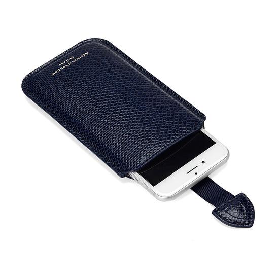 iPhone 6 / 7 Leather Sleeve in Midnight Blue Lizard & Cream Suede from Aspinal of London
