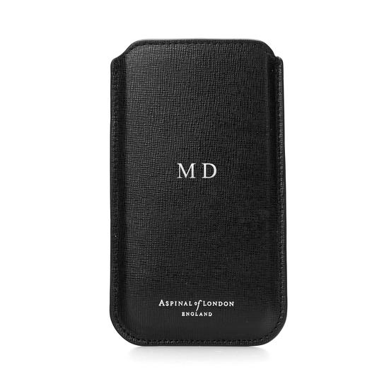 iPhone 6 / 7 Leather Sleeve in Midnight Blue Lizard & Cream Suede from Aspinal of London