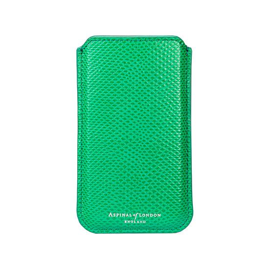 iPhone 6 / 7 Leather Sleeve in Grass Green Lizard & Cream Suede from Aspinal of London