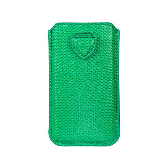 iPhone 6 / 7 Leather Sleeve in Grass Green Lizard & Cream Suede from Aspinal of London