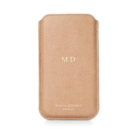 iPhone 6 / 7 Leather Sleeve in Blossom Kaviar & Blush Suede from Aspinal of London