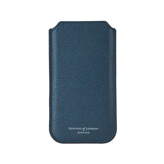 iPhone 6 / 7 Leather Case in Teal Saffiano & Black Suede from Aspinal of London