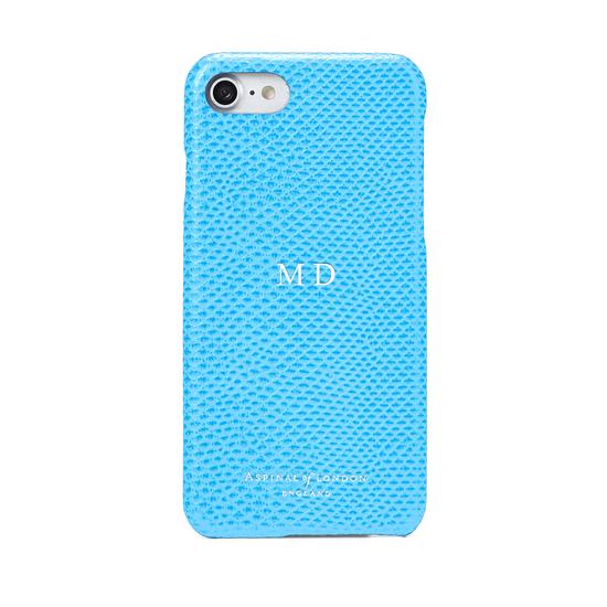iPhone 7/8 Leather Cover in Aquamarine Lizard & Black Suede from Aspinal of London
