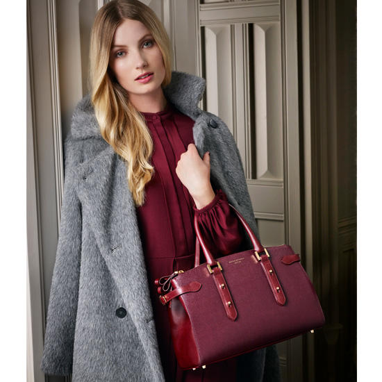 Brook Street Bag in Burgundy Saffiano from Aspinal of London