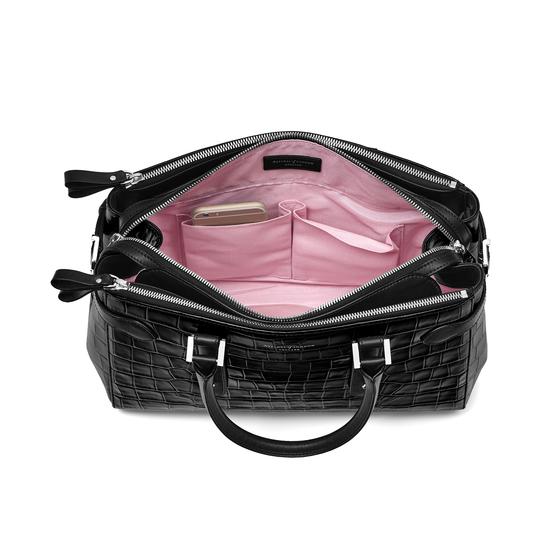 Brook Street Bag in Deep Shine Black Croc from Aspinal of London
