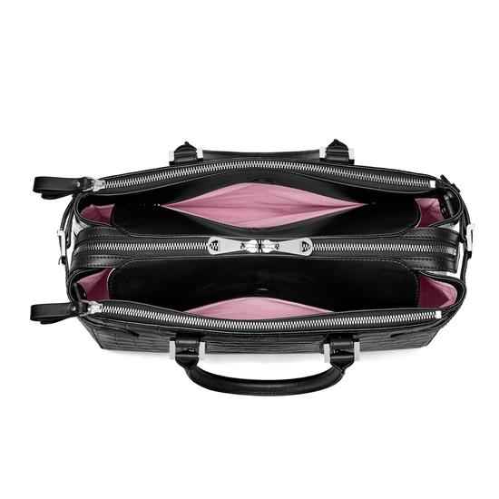 Brook Street Bag in Deep Shine Black Croc from Aspinal of London