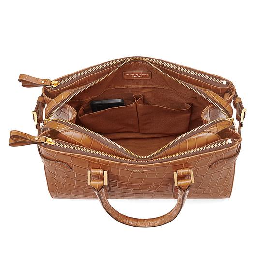 Brook Street Bag in Deep Shine Vintage Tan Croc from Aspinal of London