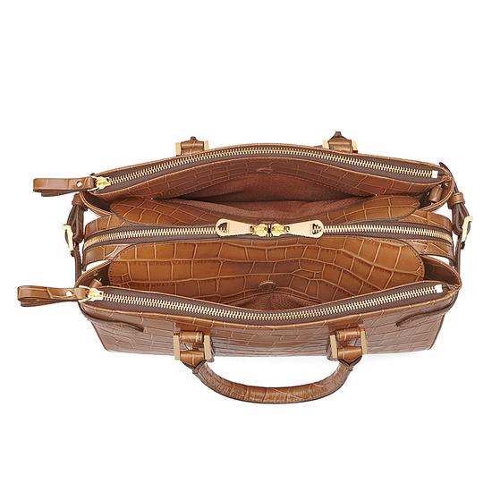 Brook Street Bag in Deep Shine Vintage Tan Croc from Aspinal of London