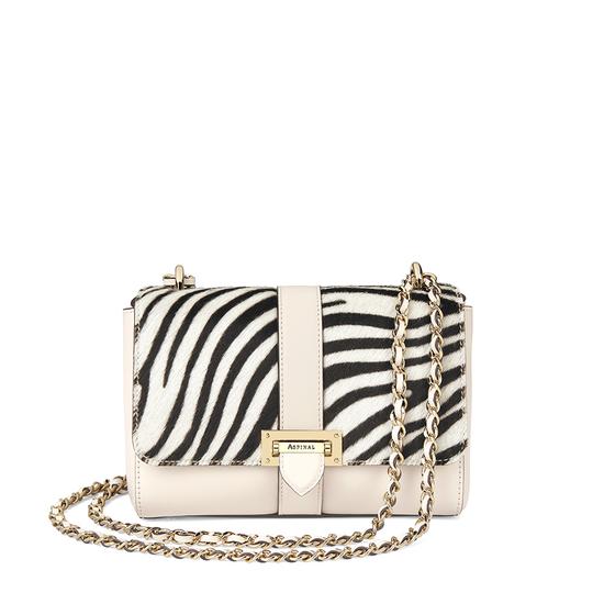 Small Lottie Bag in Smooth Ivory & Zebra Haircalf from Aspinal of London