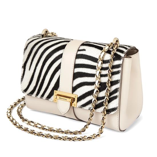 Small Lottie Bag in Smooth Ivory & Zebra Haircalf from Aspinal of London